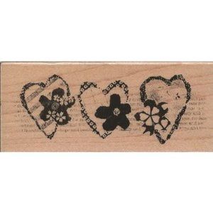 Heart Trio Montage Wood Mounted Rubber Stamp (N141) Stampendous